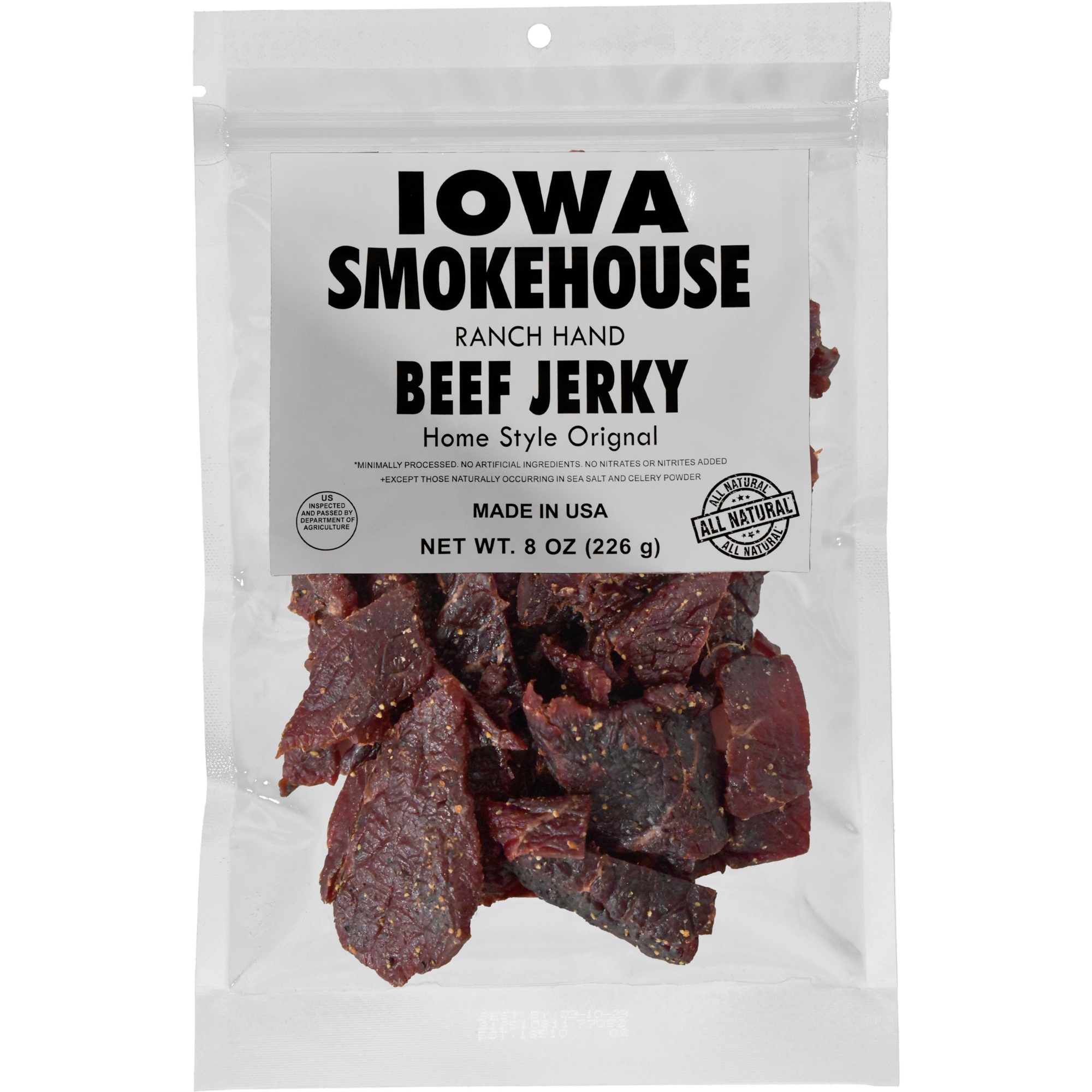 Iowa Smokehouse Ranch Hand Beef Jerky, Homestyle Original, 8 Oz., Model# is-rh8jn-6ct